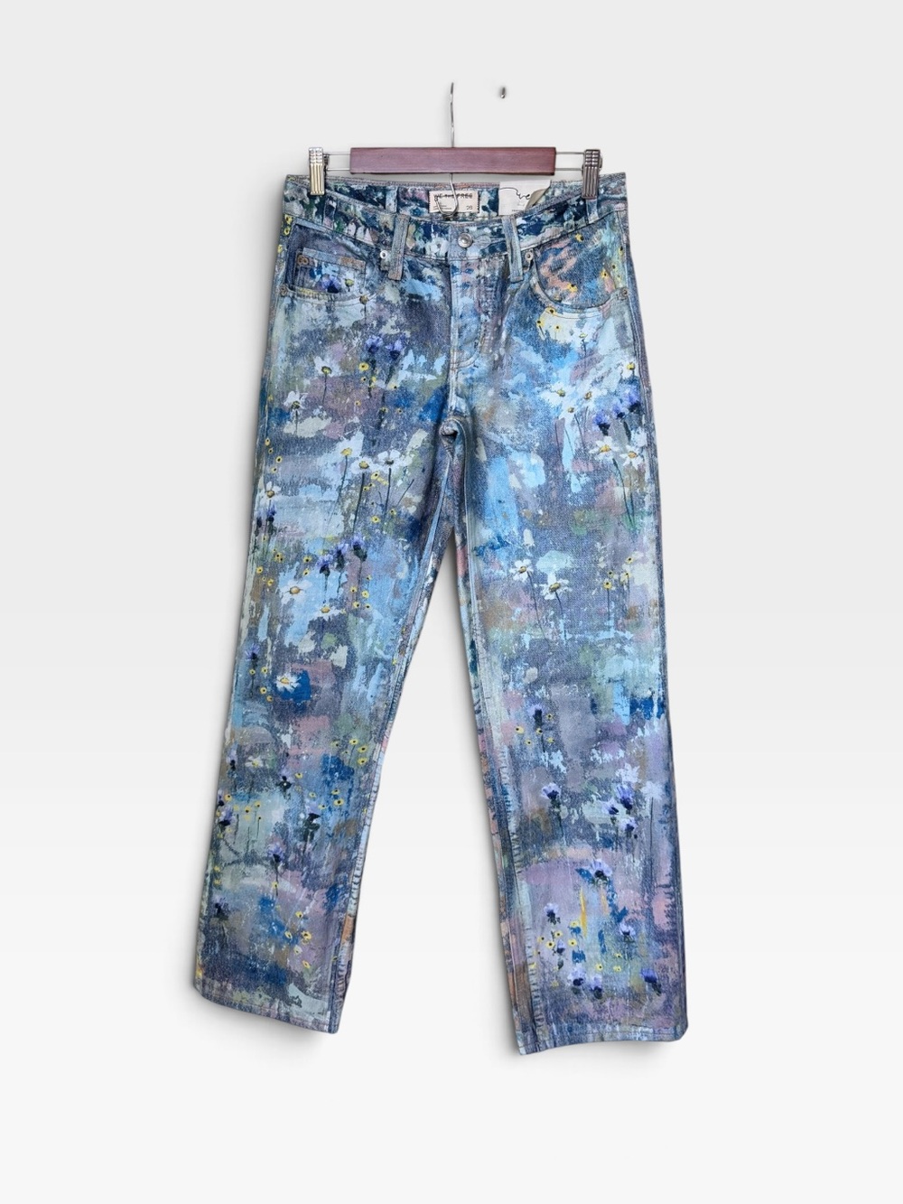 NWT Free People Tennessee Low Rise Boyfriend Illusions Jeans Floral Abstract 26